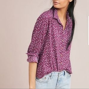 Maeve by Anthropologie Purple Floral Smocked Top